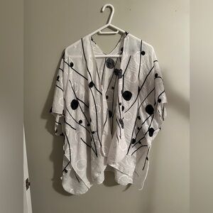 Elegant Black and White Women's Poncho blouse